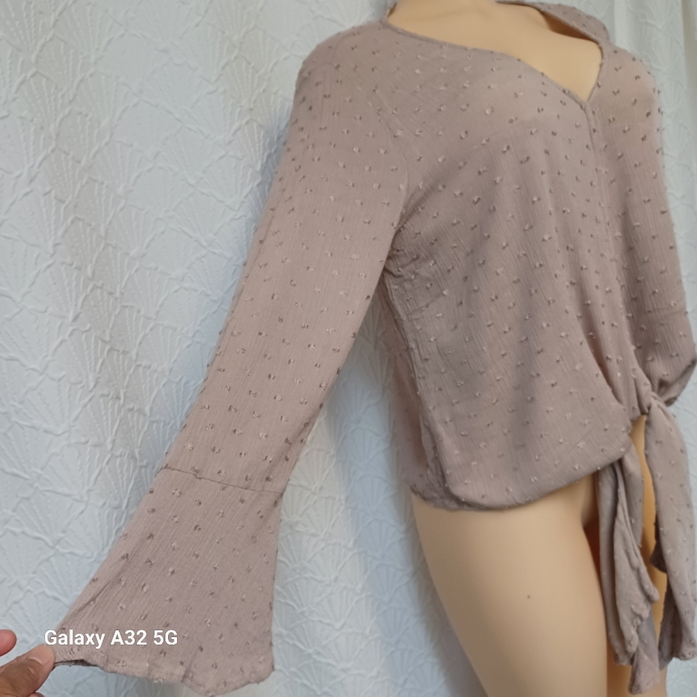 Entro Women's Blouse - Light Pink Tie-Front Size M - Picture 11 of 16